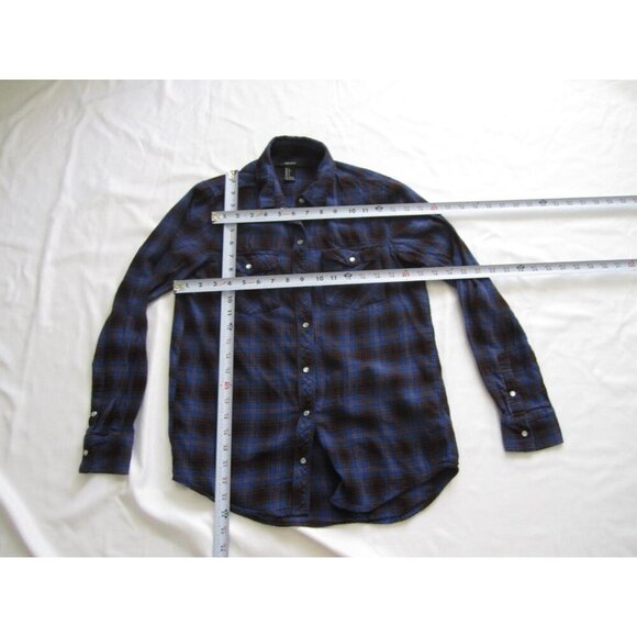 Women's Forever21 Plaid Pearl Snap Button Long Sleeve Shirt Sz S (WB384) - Picture 3 of 8